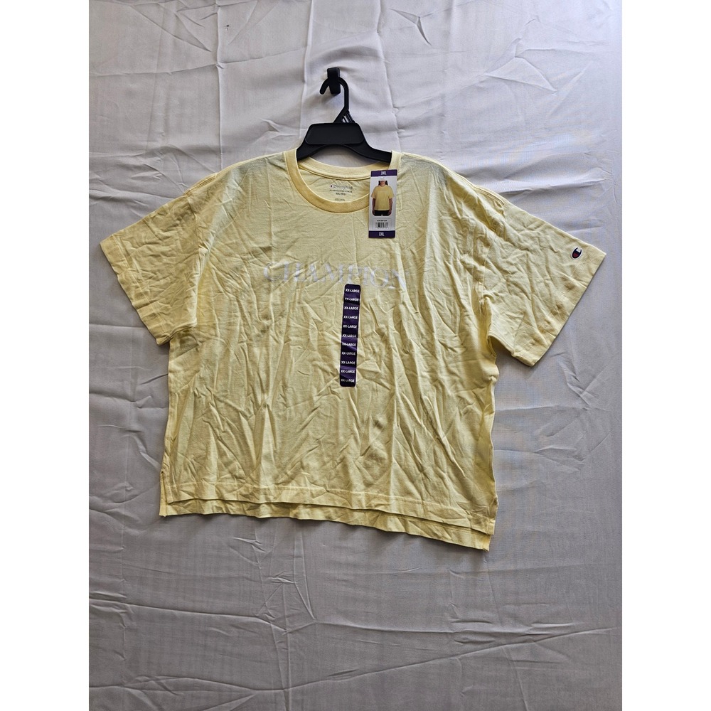 Champion Womens Dandy Yellow Logo Graphic Cotton T-Shirt XXL NWT